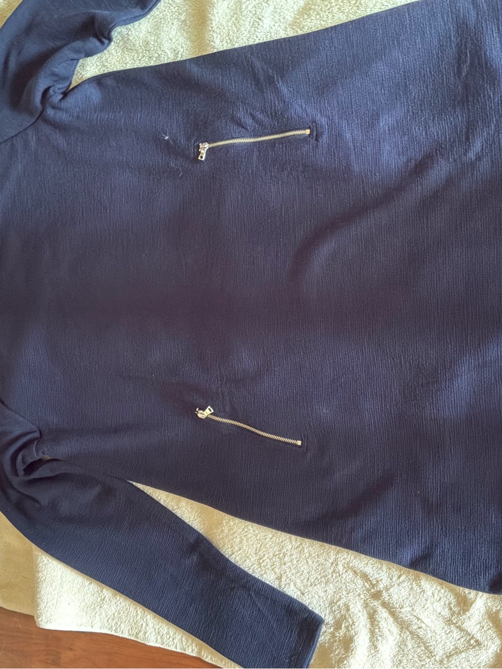 GAP Navy Crewneck Sweater with Front Zip Pockets